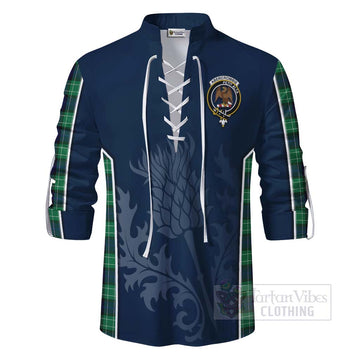 Abercrombie Tartan Ghillie Kilt Shirt with Family Crest and Scottish Thistle Vibes Sport Style