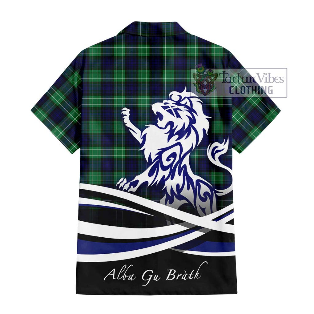 Abercrombie Tartan Short Sleeve Button Shirt with Alba Gu Brath Regal Lion Emblem - Tartanvibesclothing Shop