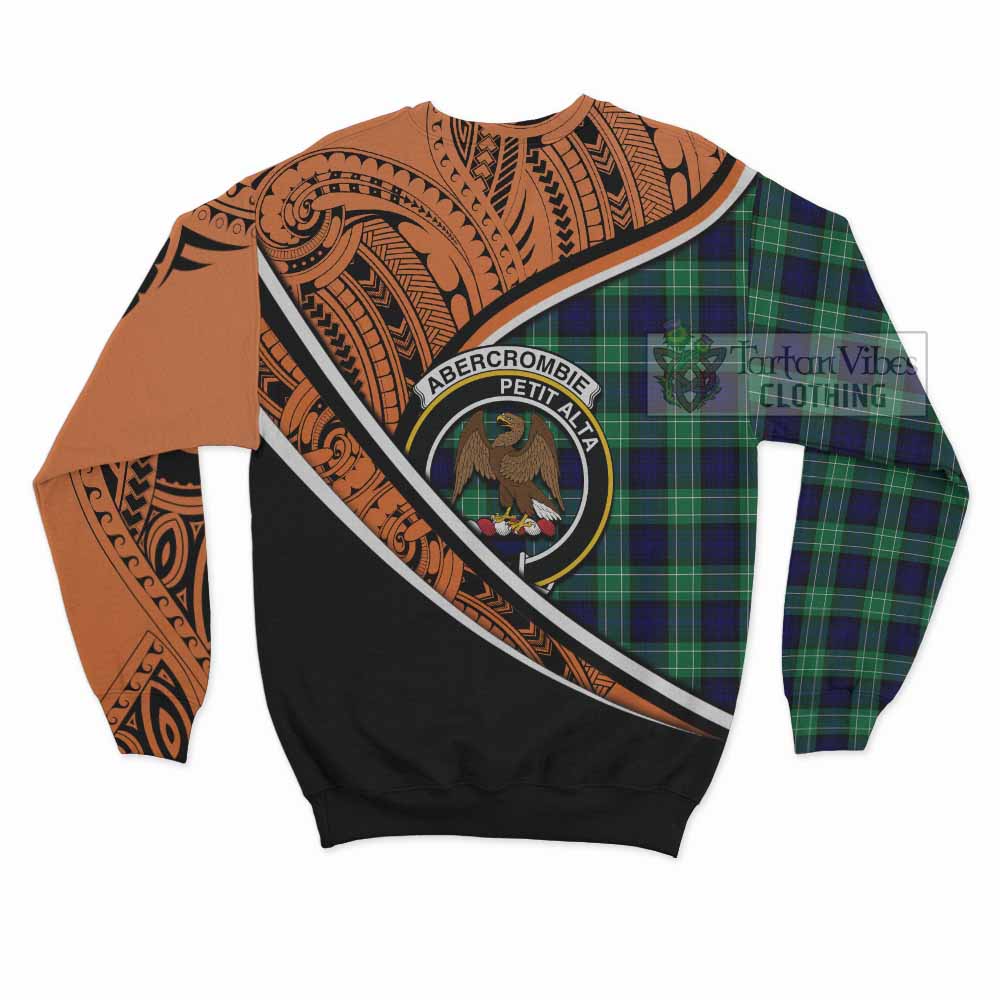 Tartan Vibes Clothing Abercrombie Crest Tartan Sweatshirt with Maori Tattoo Style - Orange Version