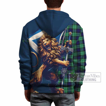 Abercrombie Tartan Family Crest Hoodie with Scottish Majestic Lion