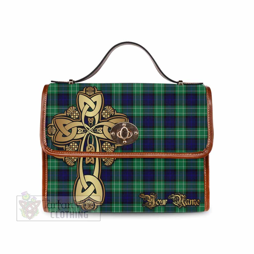 Tartan Vibes Clothing Abercrombie Tartan Waterproof Canvas Bag Golden Thistle Celtic Cross Style