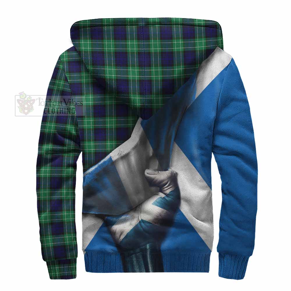 Tartan Vibes Clothing Abercrombie Tartan Sherpa Hoodie with Family Crest Scotland Patriotic Style