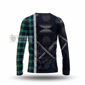 Abercrombie Tartan Long Sleeve T-Shirt with Family Crest Cross Sword Thistle Celtic Vibes