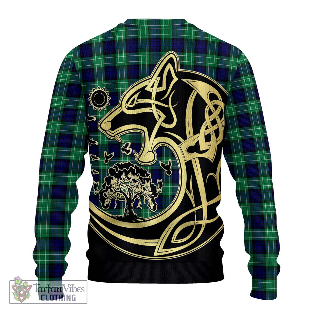 Abercrombie Tartan Knitted Sweater with Family Crest Celtic Wolf Style - Tartan Vibes Clothing