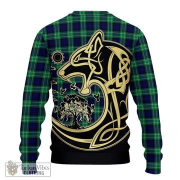 Abercrombie Tartan Ugly Sweater with Family Crest Celtic Wolf Style