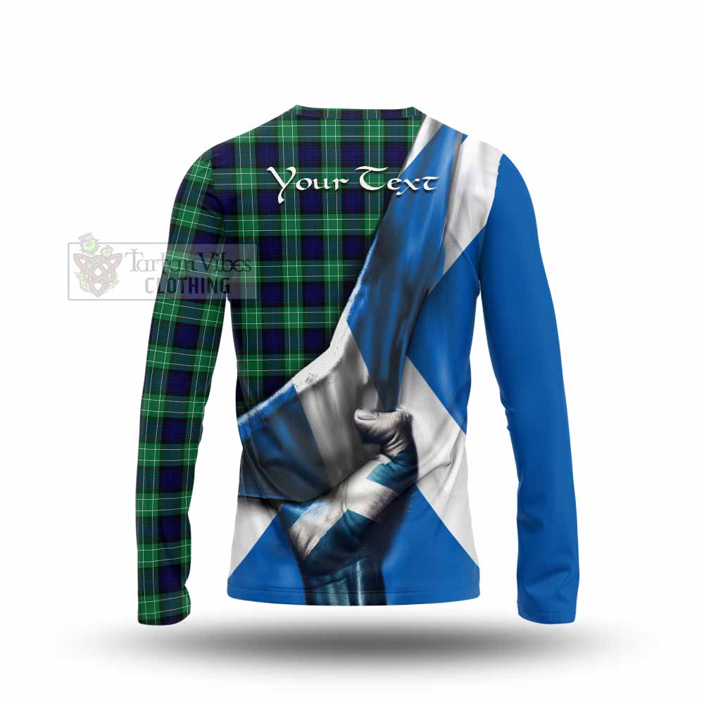 Tartan Vibes Clothing Abercrombie Tartan Long Sleeve T-Shirt with Family Crest Scotland Patriotic Style