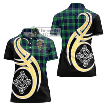 Abercrombie Tartan Women's Polo Shirt with Family Crest and Celtic Symbol Style