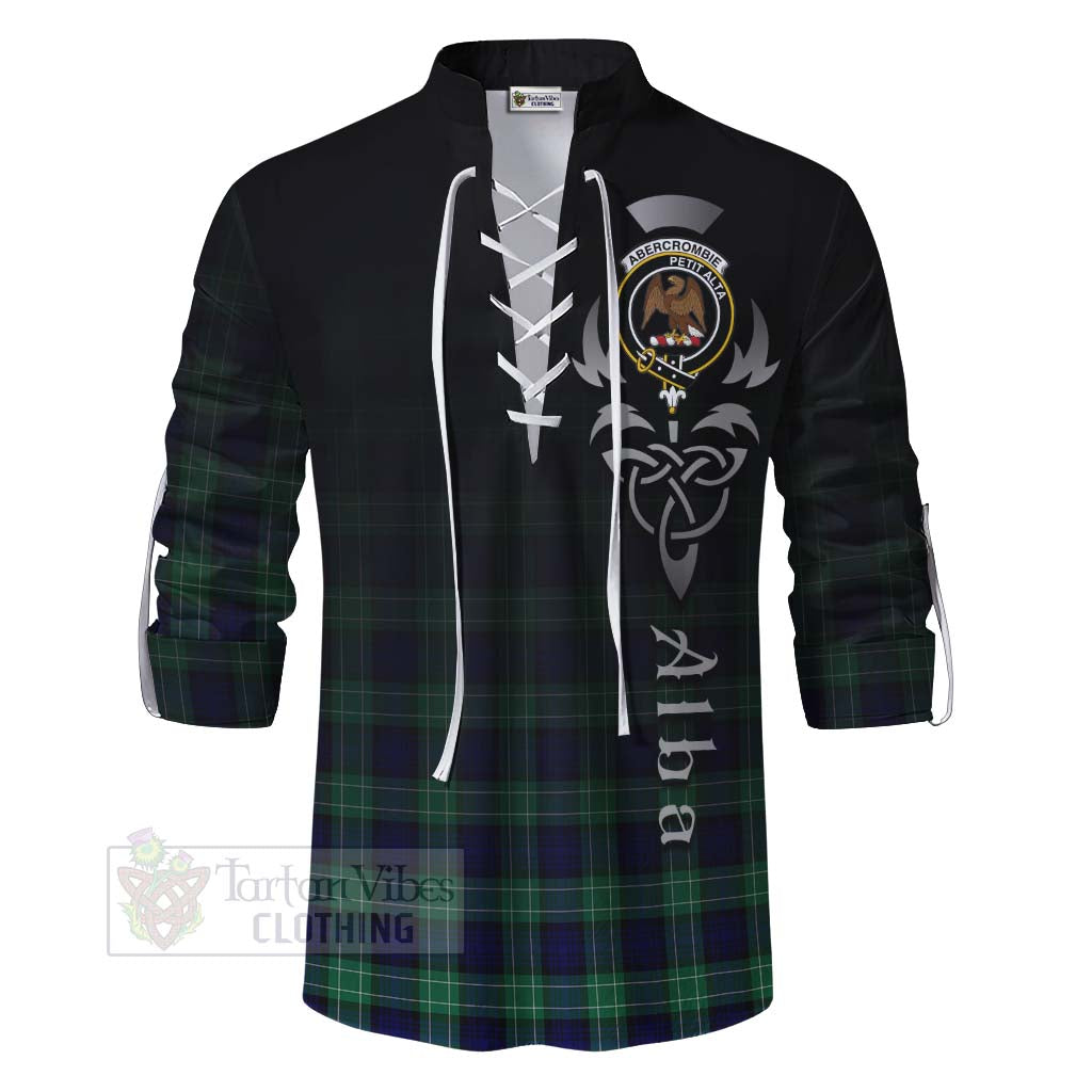 Tartan Vibes Clothing Abercrombie Tartan Ghillie Kilt Shirt Featuring Alba Gu Brath Family Crest Celtic Inspired