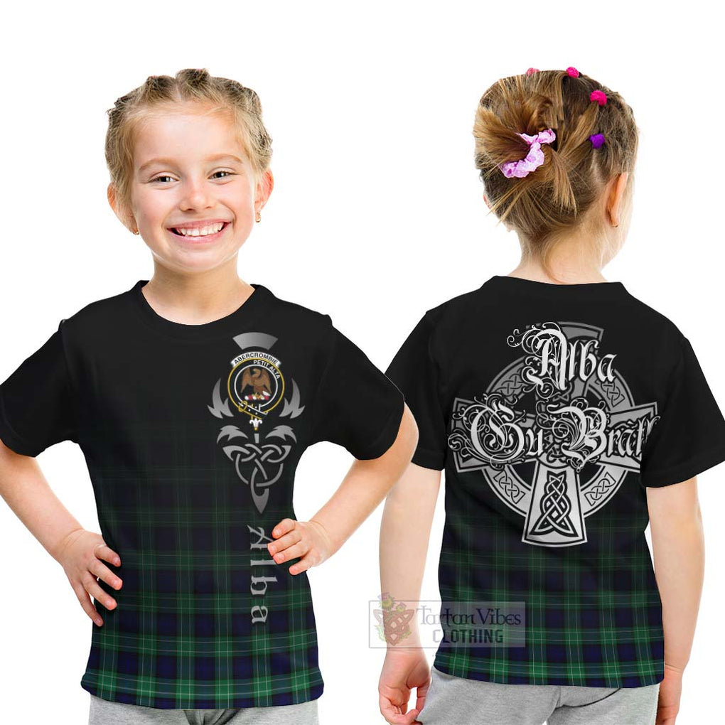 Tartan Vibes Clothing Abercrombie Tartan Kid T-Shirt Featuring Alba Gu Brath Family Crest Celtic Inspired