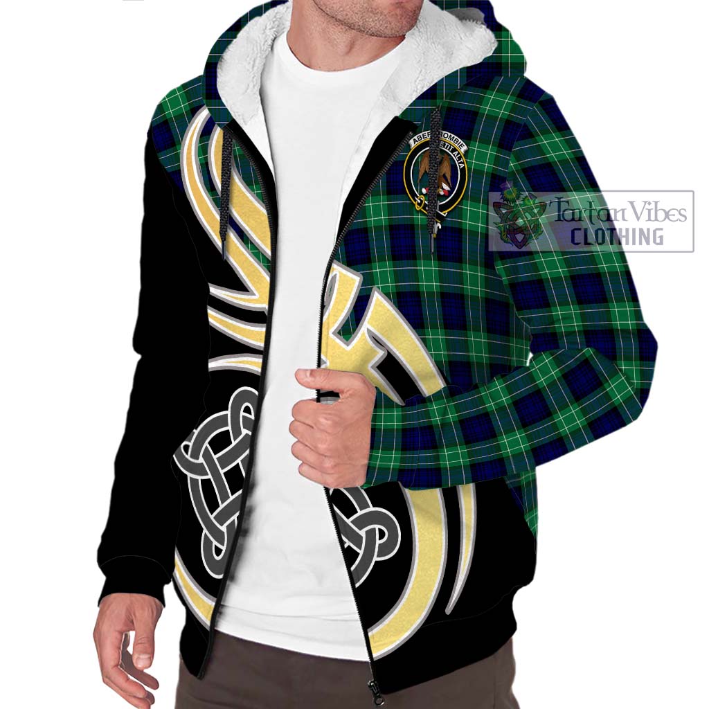 Abercrombie Tartan Sherpa Hoodie with Family Crest and Celtic Symbol Style - Tartan Vibes Clothing