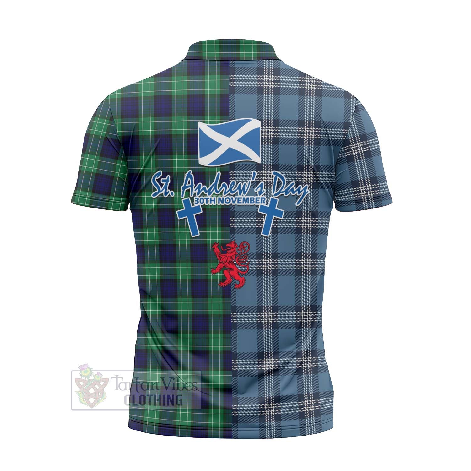 Tartan Vibes Clothing Abercrombie Tartan Zipper Polo Shirt Happy St. Andrew's Day Half Tartan Style