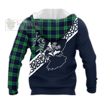 Abercrombie Tartan Knitted Hoodie Featuring Thistle and Scotland Map