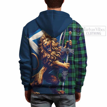 Abercrombie Tartan Family Crest Hoodie with Scottish Majestic Lion