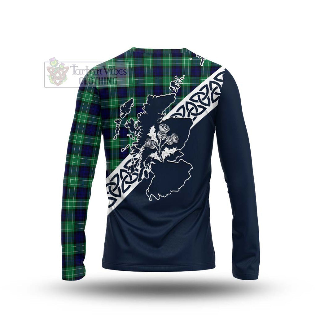 Tartan Vibes Clothing Abercrombie Tartan Long Sleeve T-Shirt Featuring Thistle and Scotland Map