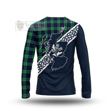 Abercrombie Tartan Long Sleeve T-Shirt Featuring Thistle and Scotland Map