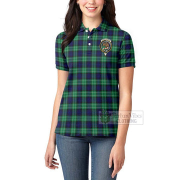 Abercrombie Tartan Women's Polo Shirt with Family Crest Celtic Skull Style