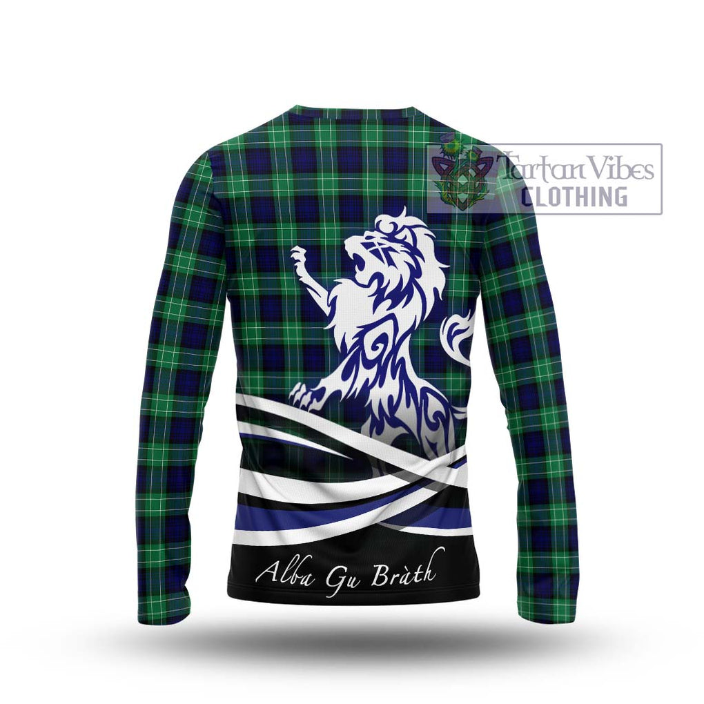 Abercrombie Tartan Long Sleeve T-Shirt with Alba Gu Brath Regal Lion Emblem - Tartanvibesclothing Shop