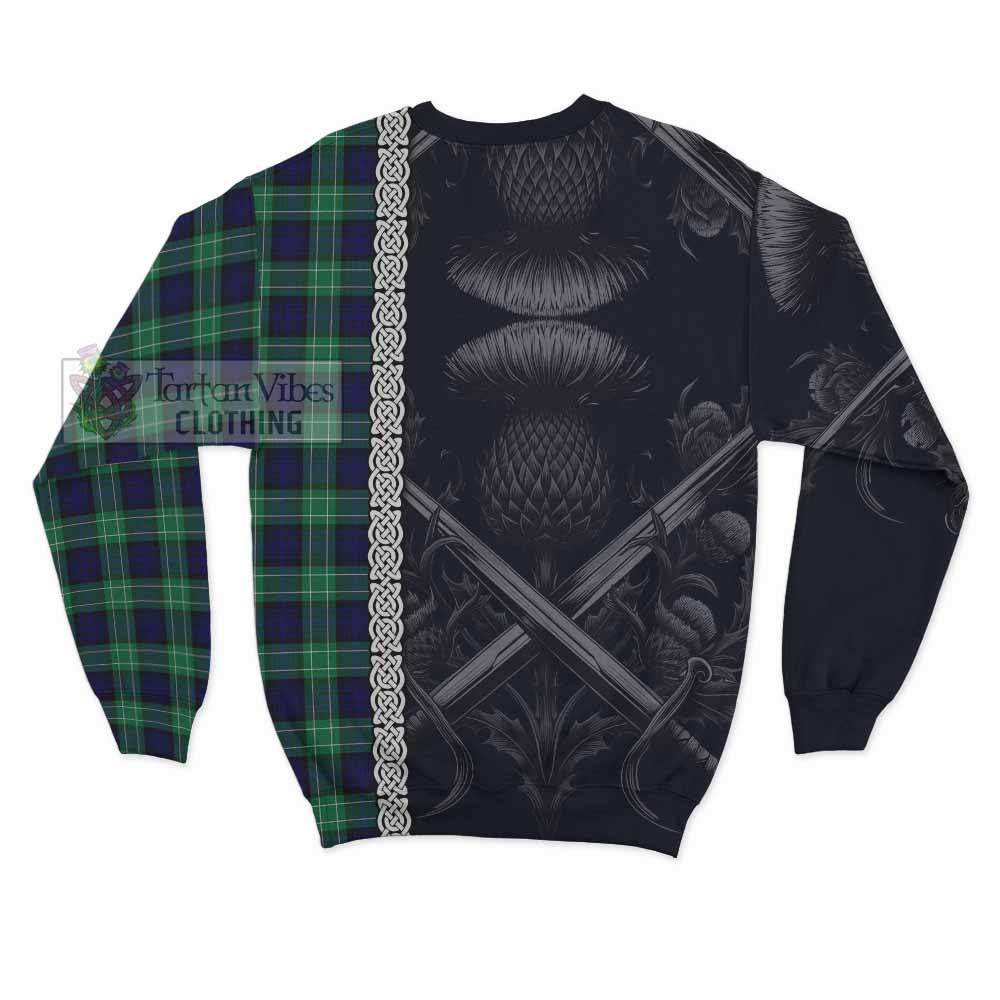 Tartan Vibes Clothing Abercrombie Tartan Sweatshirt with Family Crest Cross Sword Thistle Celtic Vibes