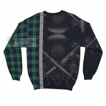 Abercrombie Tartan Sweatshirt with Family Crest Cross Sword Thistle Celtic Vibes