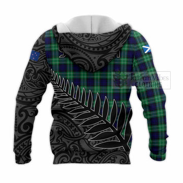 Abercrombie Crest Tartan Knitted Hoodie with New Zealand Silver Fern Half Style