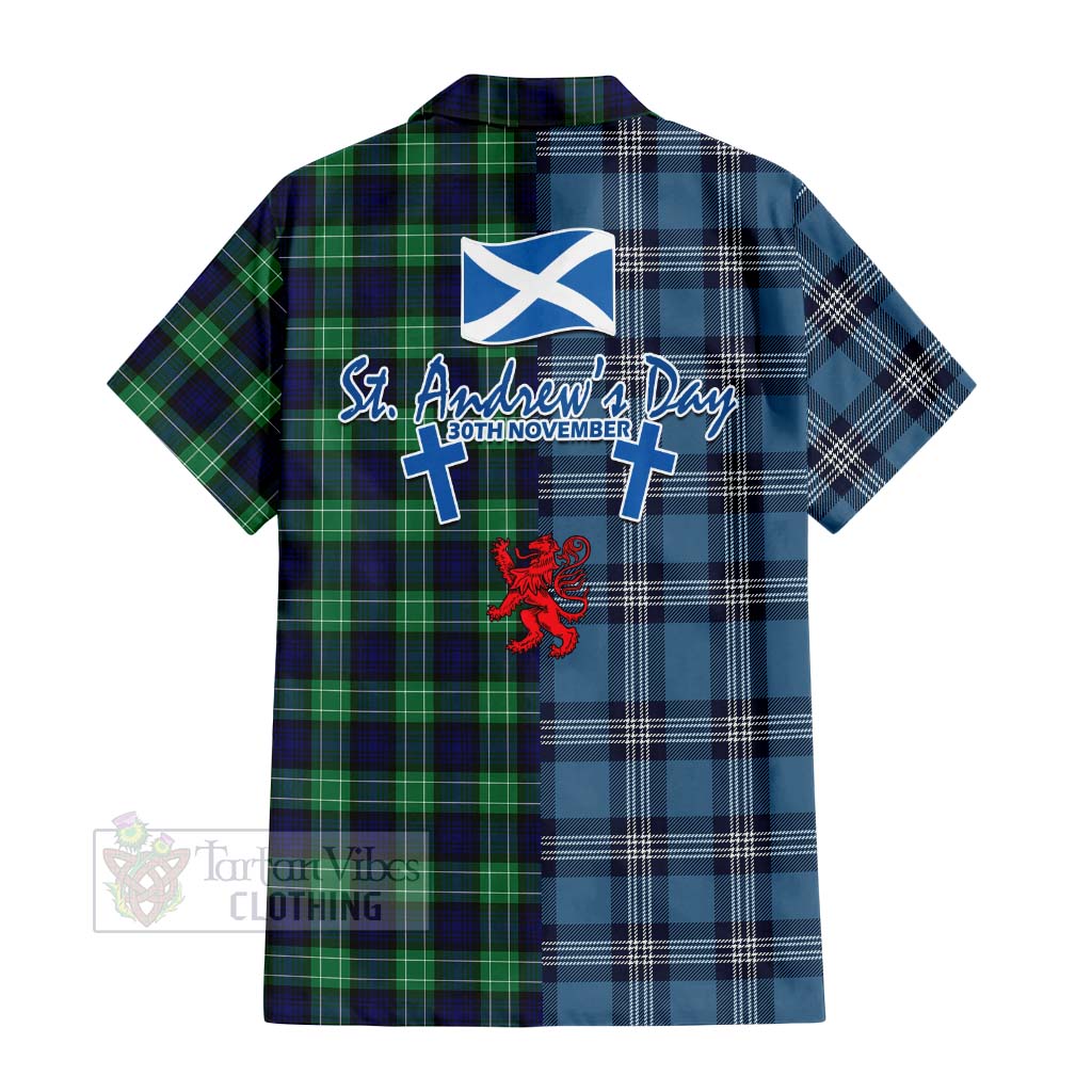 Tartan Vibes Clothing Abercrombie Tartan Short Sleeve Button Shirt Happy St. Andrew's Day Half Tartan Style