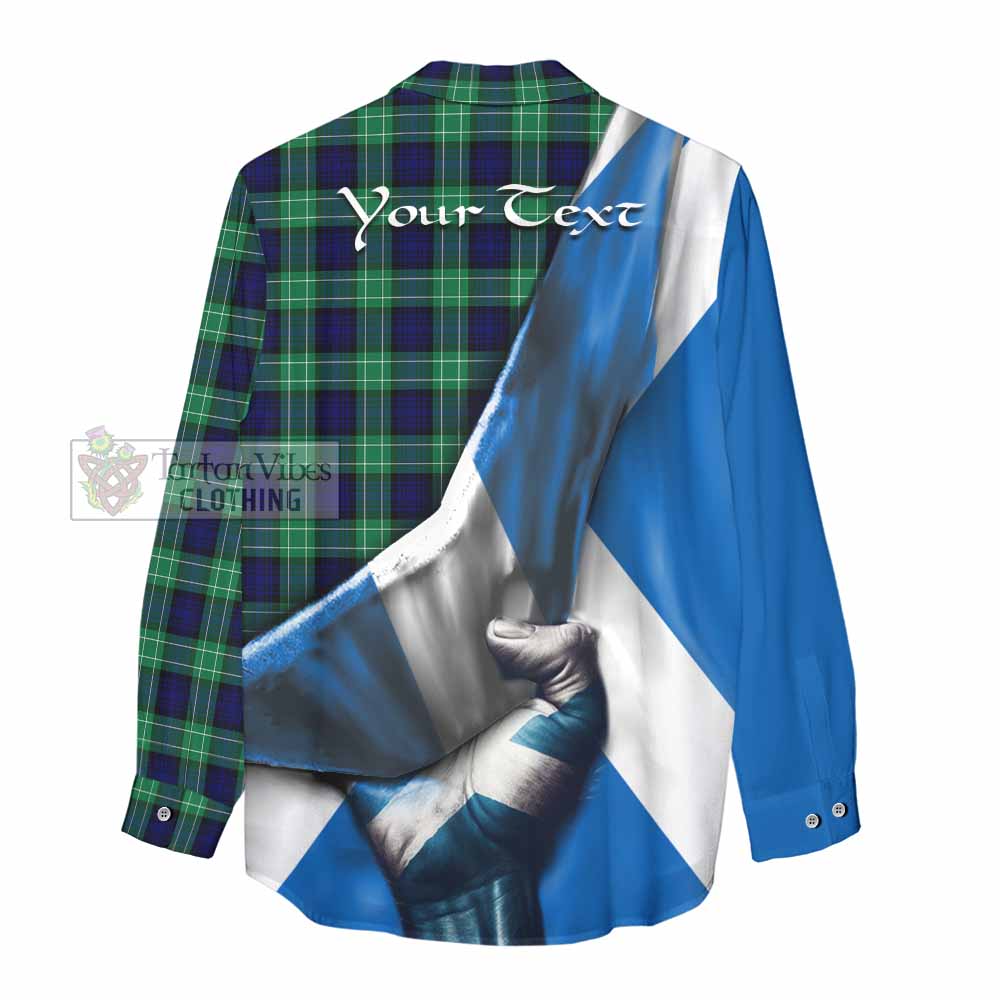 Tartan Vibes Clothing Abercrombie Tartan Women's Casual Shirt with Family Crest Scotland Patriotic Style