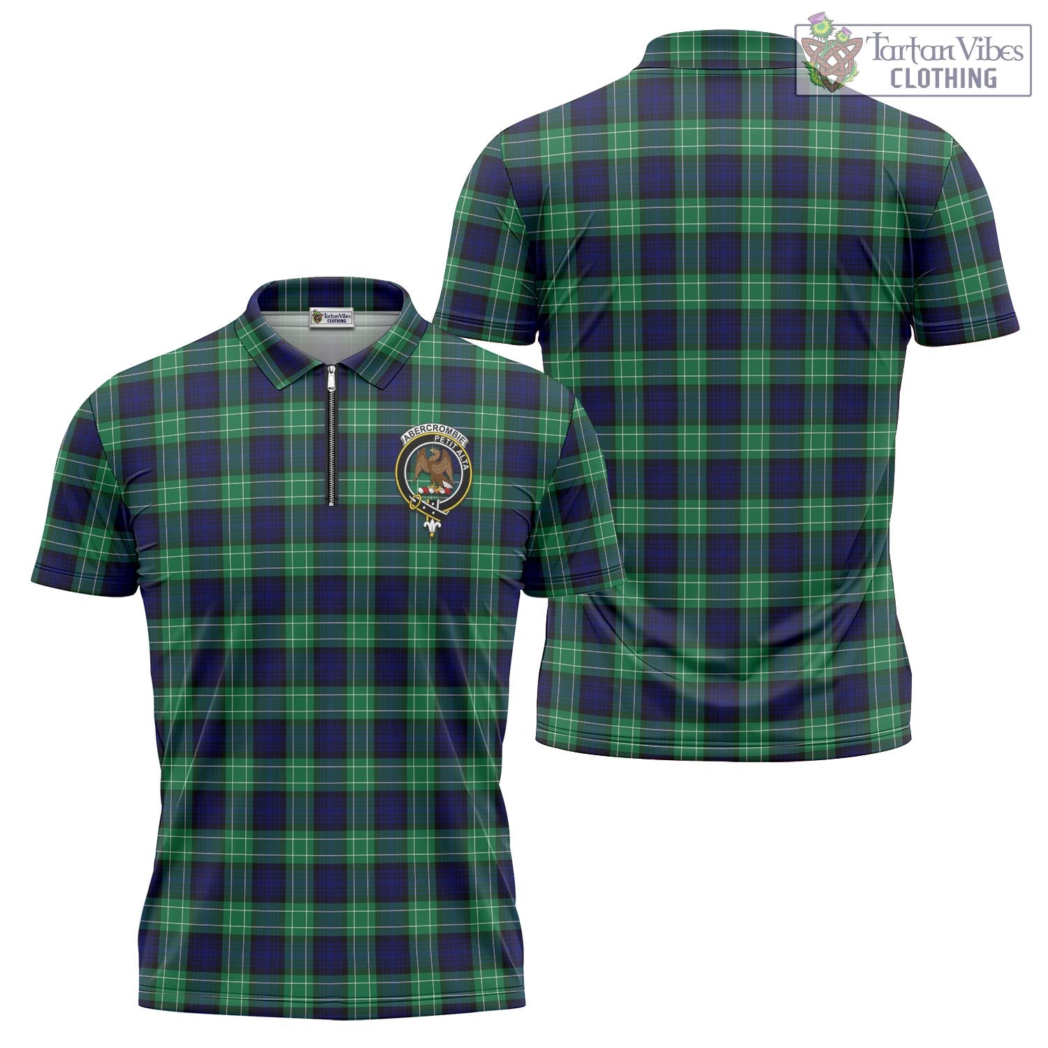 Tartan Vibes Clothing Abercrombie Tartan Zipper Polo Shirt with Family Crest