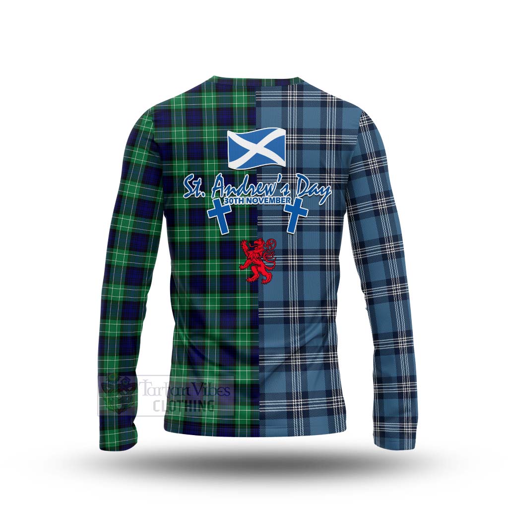 Tartan Vibes Clothing Abercrombie Tartan Long Sleeve T-Shirt Happy St. Andrew's Day Half Tartan Style