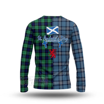 Abercrombie Tartan Long Sleeve T-Shirt Happy St. Andrew's Day Half Tartan Style