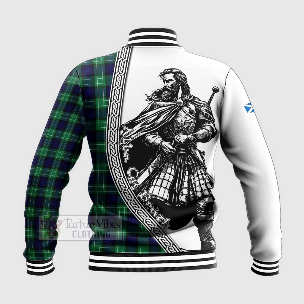 Tartan Vibes Clothing Abercrombie Tartan Clan Crest Baseball Jacket with Highlander Warrior Celtic Style