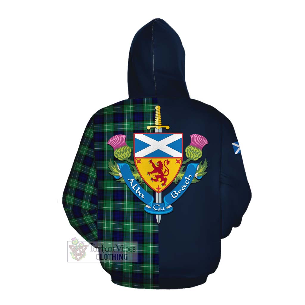 Tartan Vibes Clothing Abercrombie Tartan Cotton Hoodie Alba with Scottish Lion Royal Arm Half Style