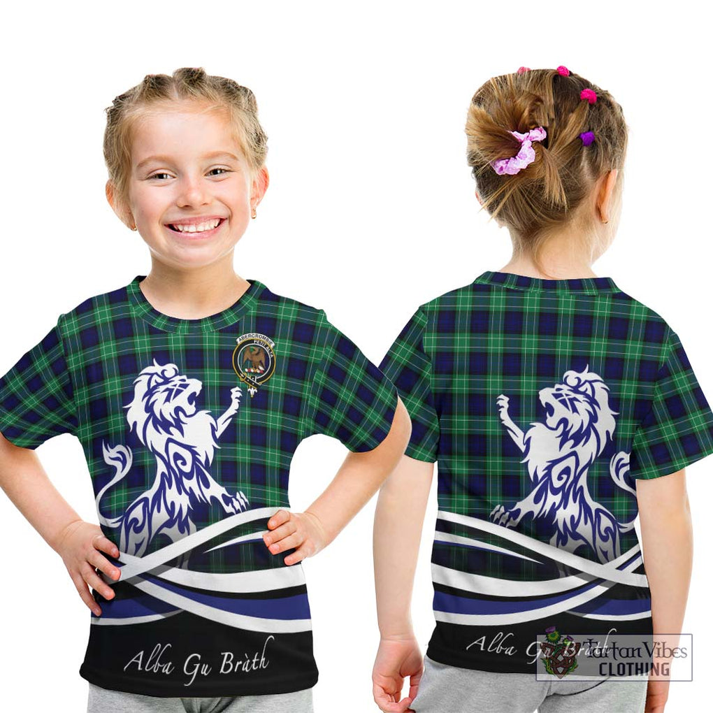 Abercrombie Tartan Kid T-Shirt with Alba Gu Brath Regal Lion Emblem - Tartanvibesclothing Shop