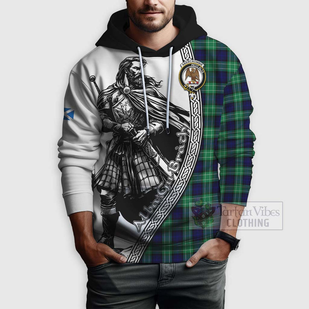 Tartan Vibes Clothing Abercrombie Tartan Clan Crest Hoodie with Highlander Warrior Celtic Style