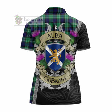 Abercrombie Tartan Family Crest Women's Polo Shirt Lion Rampant Royal Thistle Shield Celtic Inspired