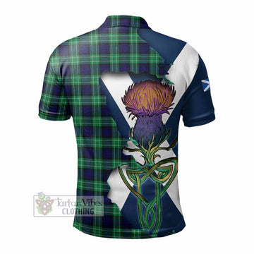 Abercrombie Tartan Family Crest Polo Shirt Scottish Thistle Celtic Inspired