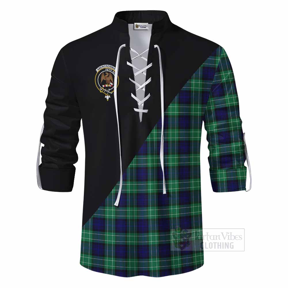 Tartan Vibes Clothing Abercrombie Tartan Ghillie Kilt Shirt with Family Crest and Military Logo Style