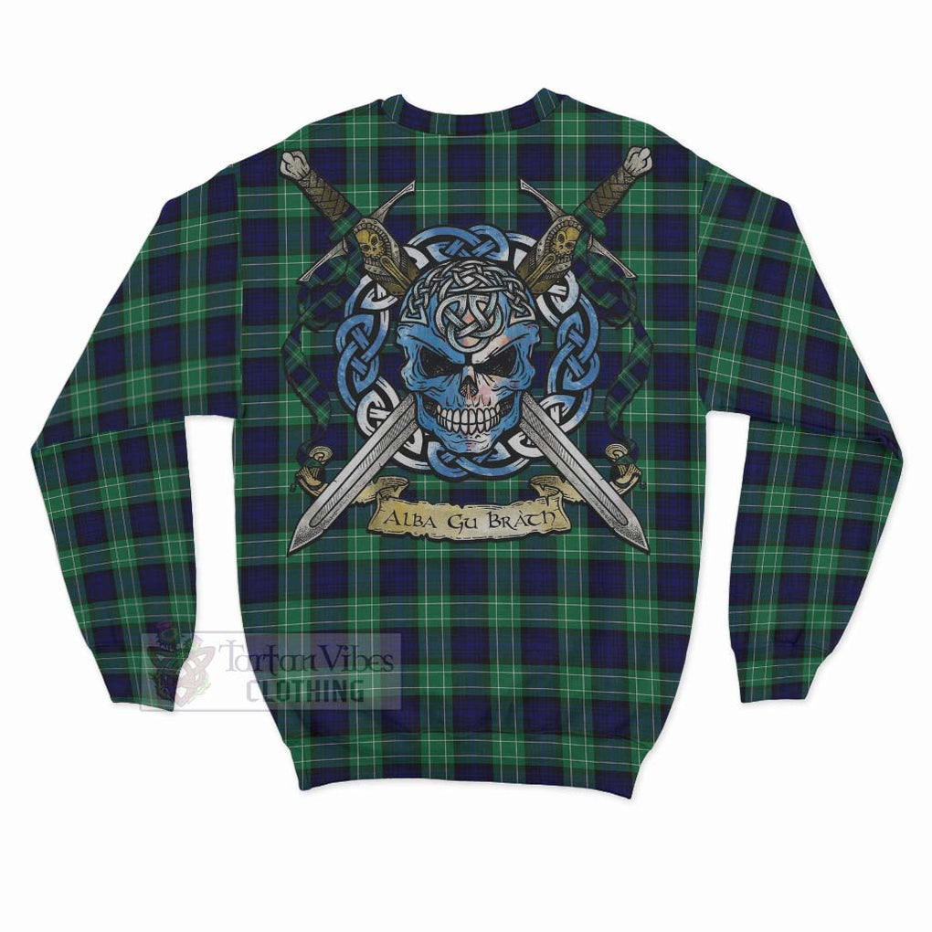 Tartan Vibes Clothing Abercrombie Tartan Sweatshirt with Family Crest Celtic Skull Style