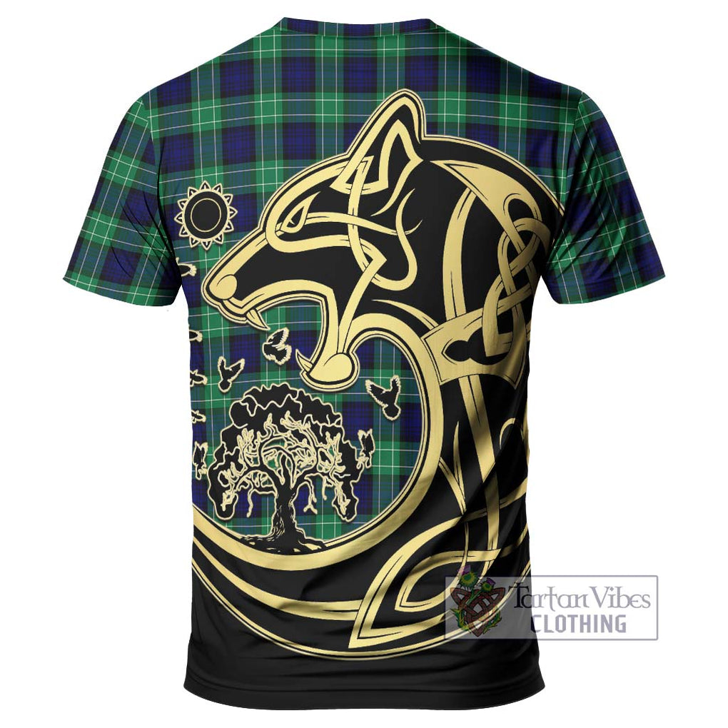 Abercrombie Tartan T-Shirt with Family Crest Celtic Wolf Style - Tartan Vibes Clothing