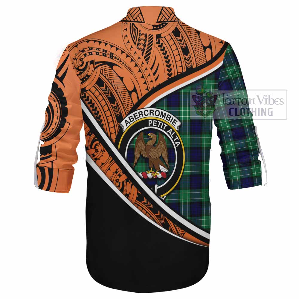 Tartan Vibes Clothing Abercrombie Crest Tartan Ghillie Kilt Shirt with Maori Tattoo Style - Orange Version