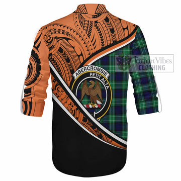 Abercrombie Crest Tartan Ghillie Kilt Shirt with Polynesian Vibes Style - Orange Version