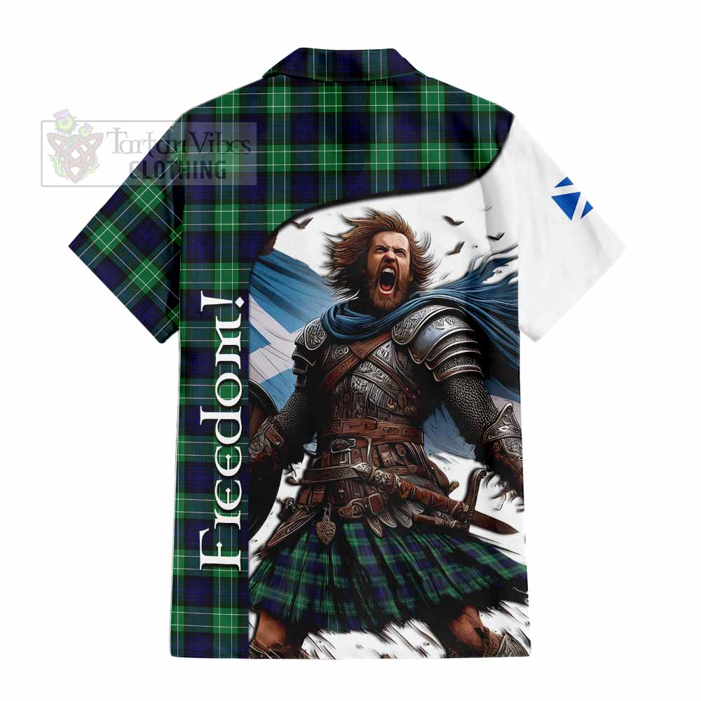 Tartan Vibes Clothing Abercrombie Crest Tartan Short Sleeve Button Shirt Inspired by the Freedom of Scottish Warrior