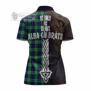 Abercrombie Tartan Family Crest Women's Polo Shirt Alba Gu Brath Be Brave Lion Ancient Style