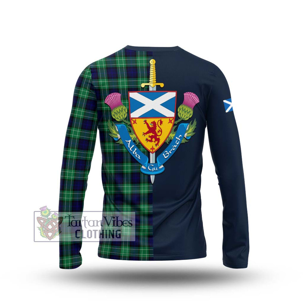 Tartan Vibes Clothing Abercrombie Tartan Long Sleeve T-Shirt with Scottish Lion Royal Arm Half Style