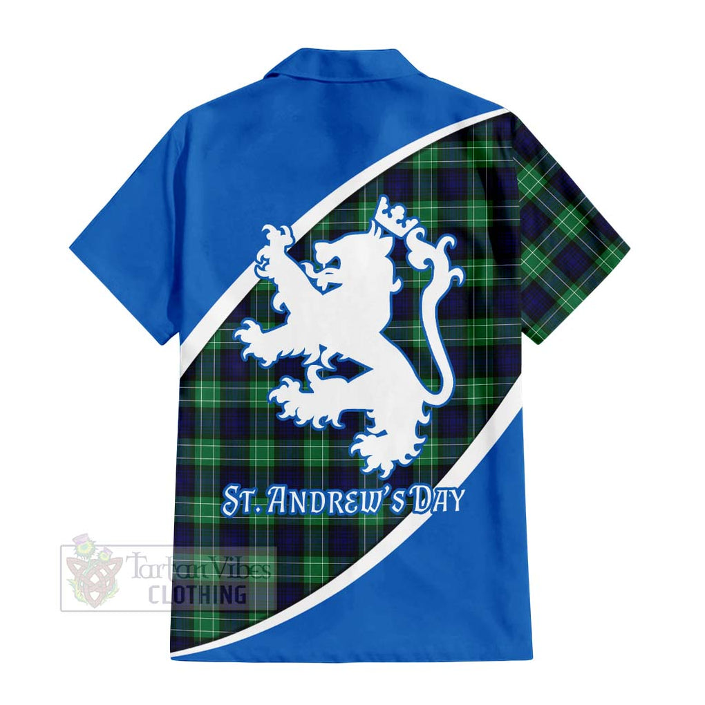 Tartan Vibes Clothing Abercrombie Family Crest Tartan Short Sleeve Button Shirt Celebrate Saint Andrew's Day in Style