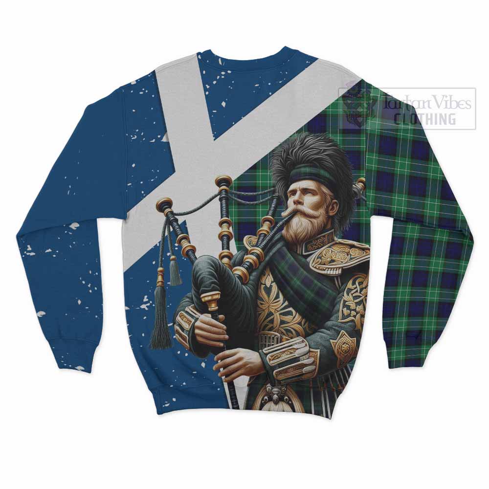 Tartan Vibes Clothing Abercrombie Tartan Sweatshirt with Family Crest Scottish Bagpiper Vibes