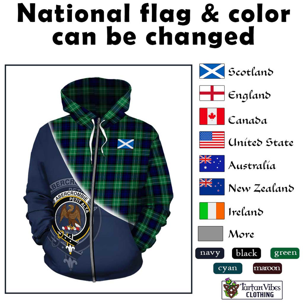 Abercrombie Tartan Hoodie with Personalised National Flag and Family Crest Half Style - Tartanvibesclothing Shop