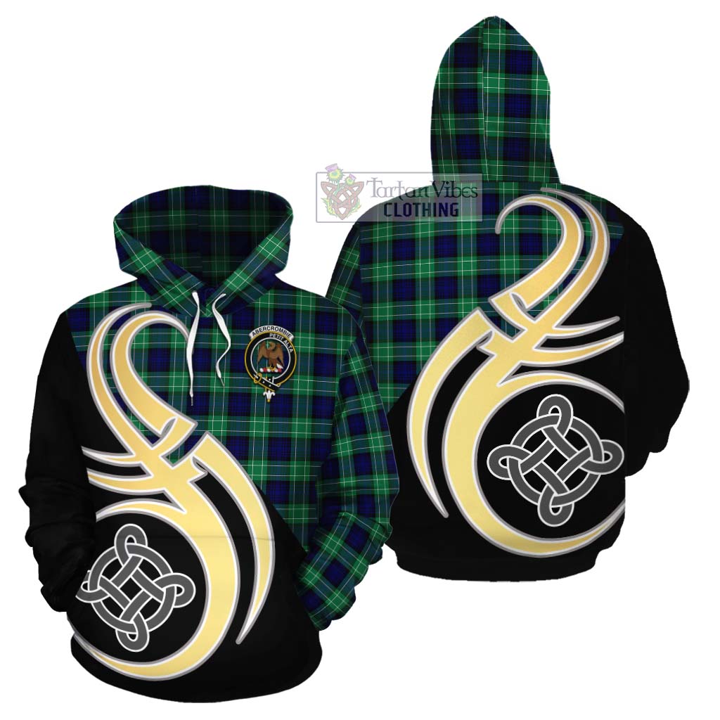 Tartan Vibes Clothing Abercrombie Tartan Cotton Hoodie with Family Crest and Celtic Symbol Style