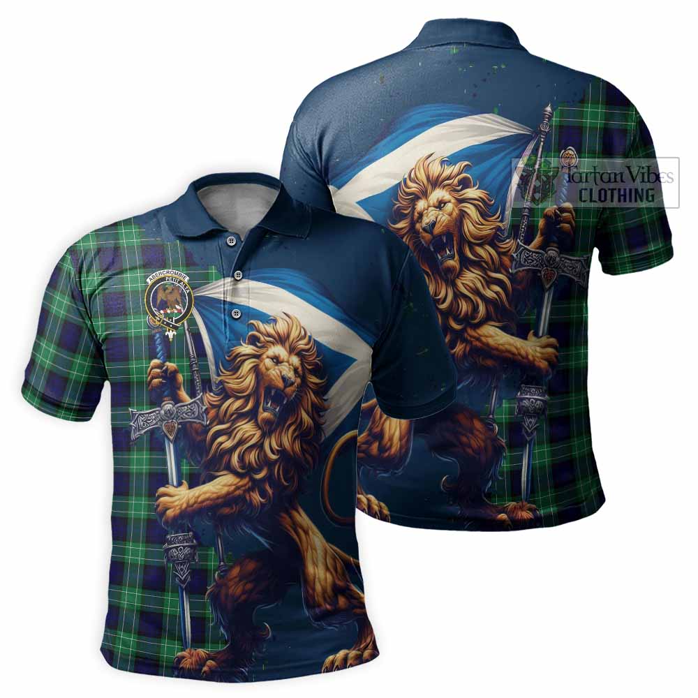 Tartan Vibes Clothing Abercrombie Tartan Family Crest Men's Polo Shirt with Scottish Majestic Lion