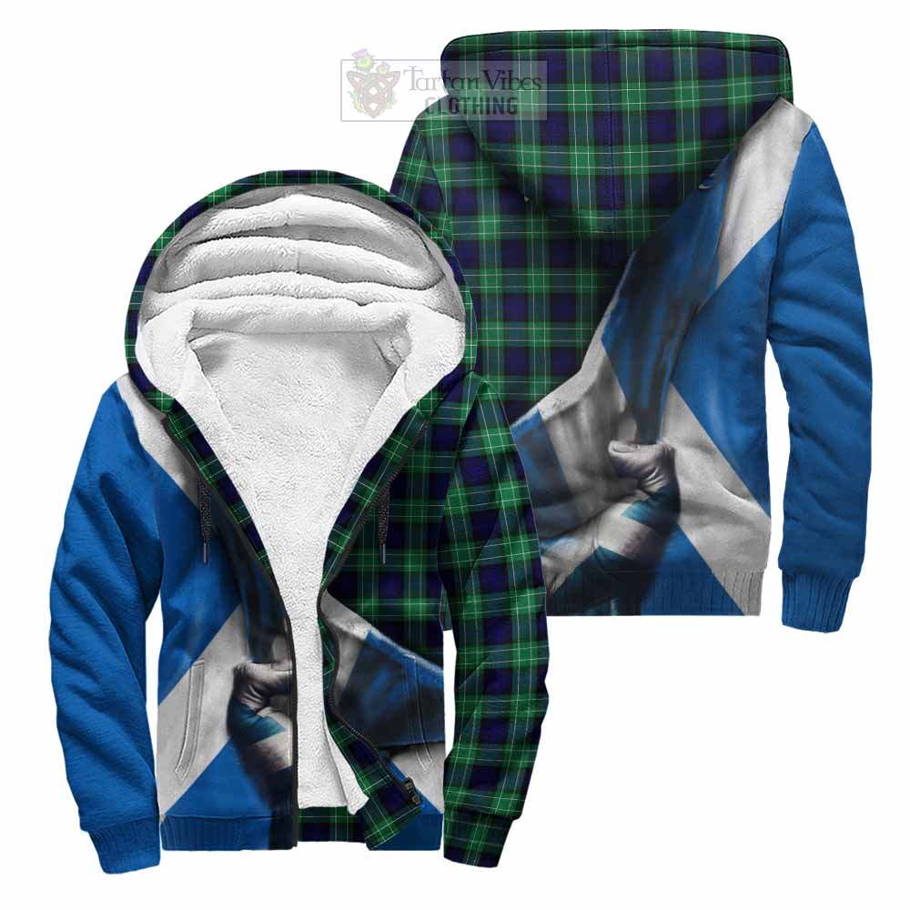 Tartan Vibes Clothing Abercrombie Tartan Sherpa Hoodie with Family Crest Scotland Patriotic Style