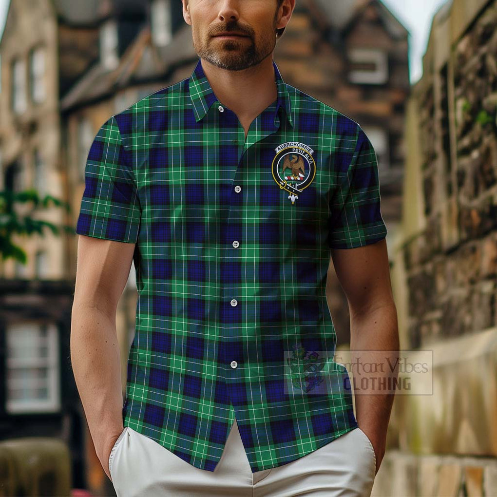 Tartan Vibes Clothing Abercrombie Tartan Short Sleeve Button Shirt with Family Crest Celtic Skull Style